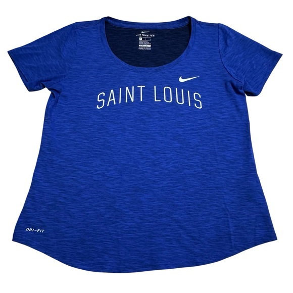 Nike Dri-Fit Saint Louis Women’s Tee Shirt Blue Medium - Picture 1 of 7